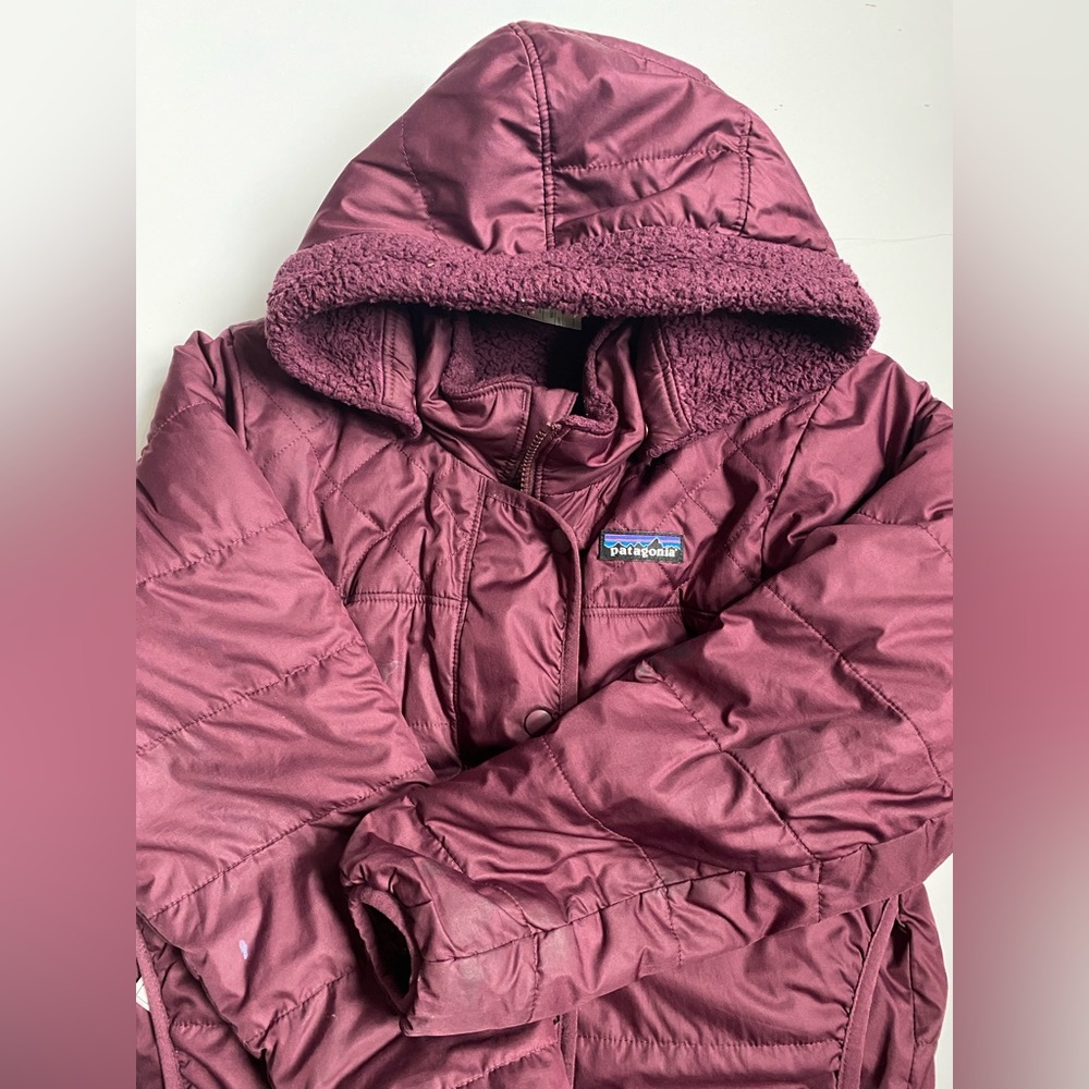 Purple Patagonia jacket with detachable hood